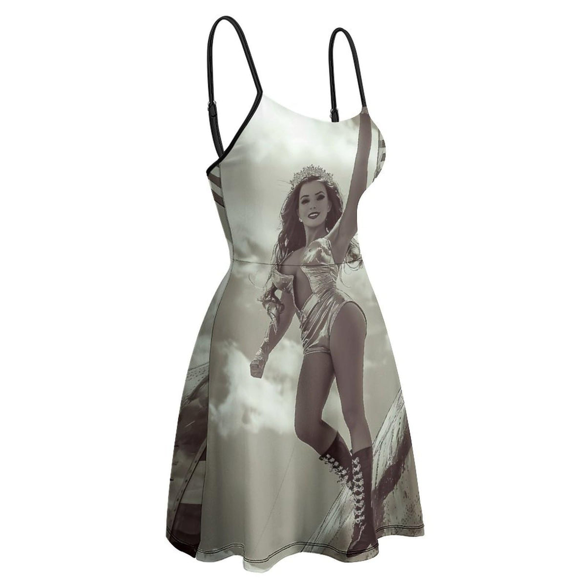 d'été décontractée pour femme, style pin-up des années 1940, imprimé drapeau américain, à bretelles et bretelles.